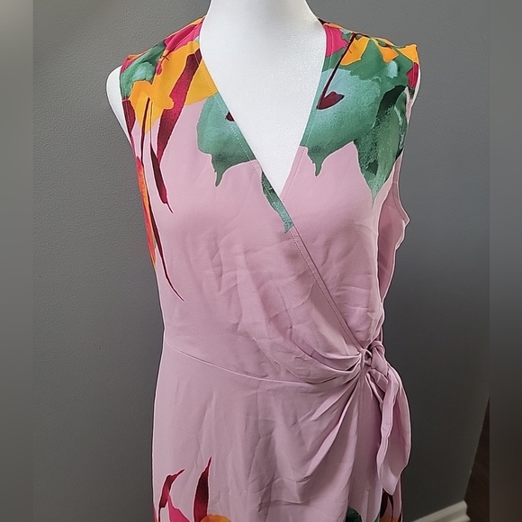 Christian Siriano for J. Jill Wrap Dress Sleeveless Floral Lilac Size Small - Picture 3 of 7